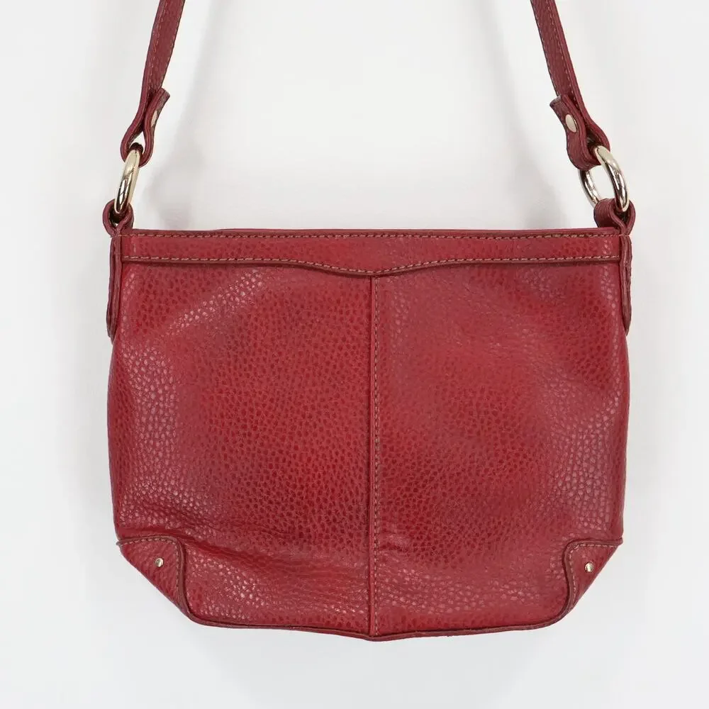 Liz Claiborne Small Vintage Red Faux Pebbled Leather Shoulder Bag